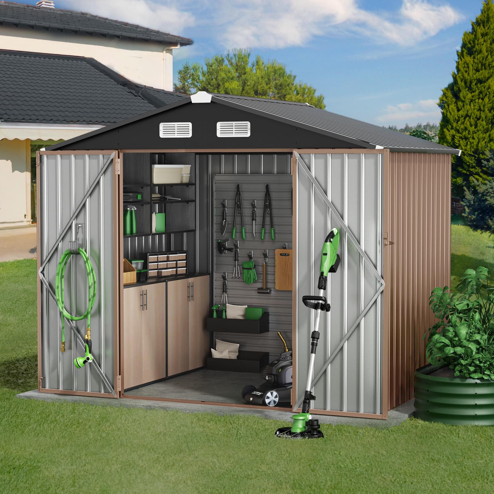 Amazon.com : GVDV 8x6 FT Full Size Outdoor Storage Shed with Floor